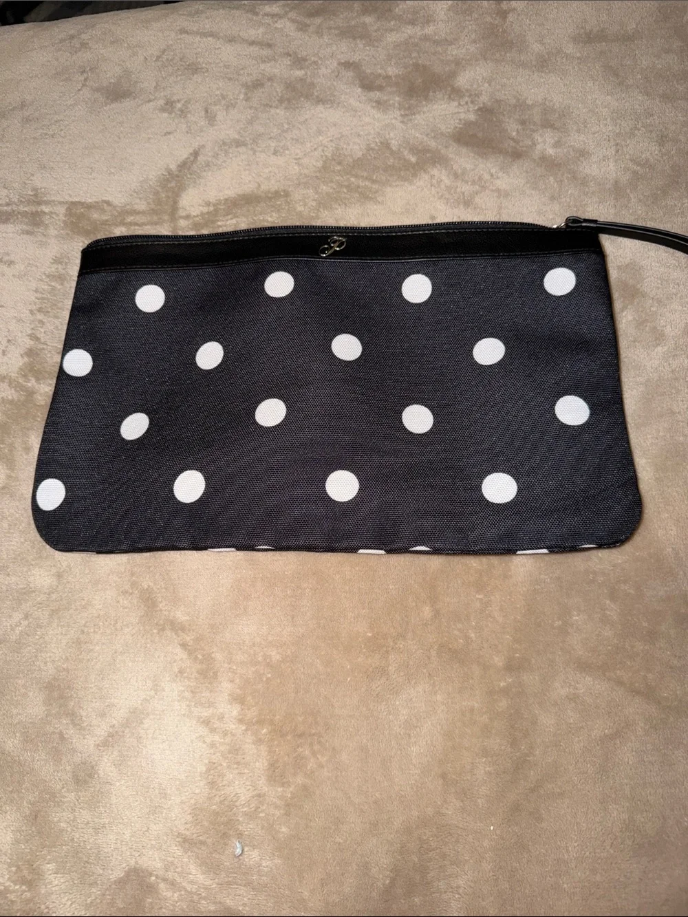 PINK Victoria's Secret Black Cosmetic Pouch with White Polka Dots